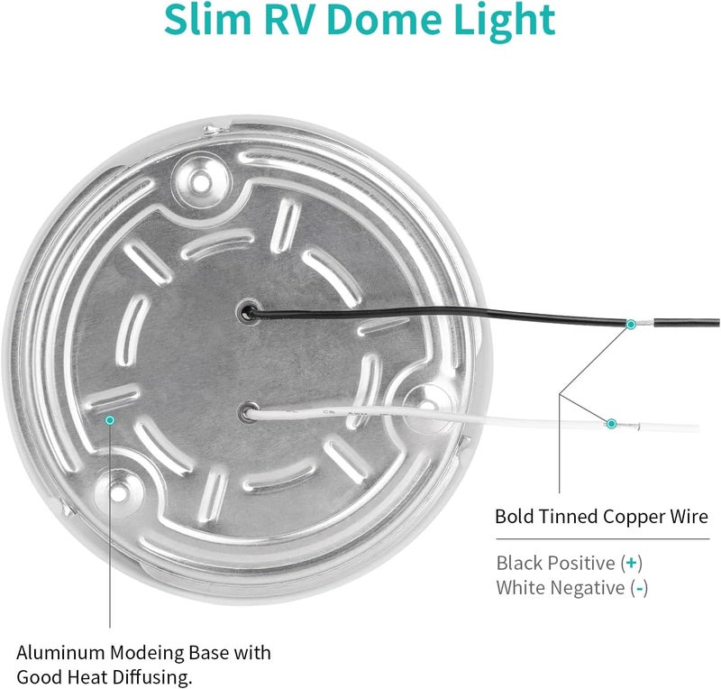 RVZONE 2 Pack RV LED Ceiling Puck Light RV Boat Interior Light DC 12V Surface Mount Ceiling Dome Light, 4.5W Panel Downlight for Camper Van Travel Trailer Motorhome(Cool White) - Image 5